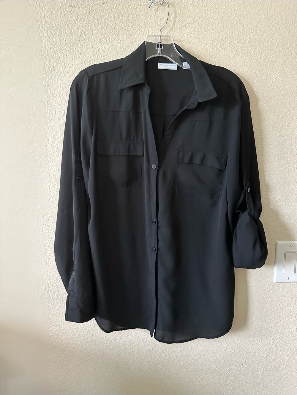 New York & Company Lightweight Womens black Button-Up blouse size XL/ NWOT 1292